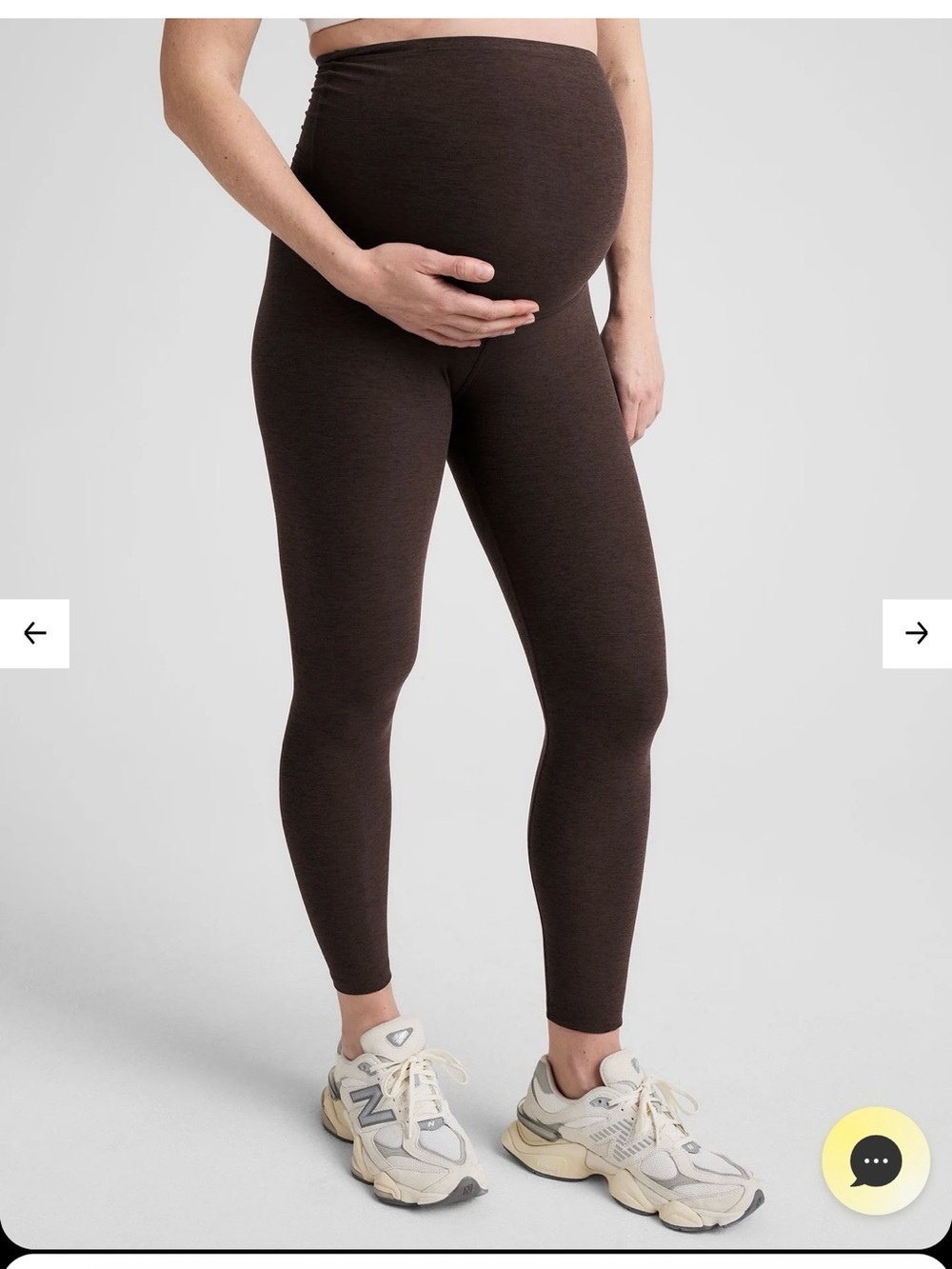 Beyond Yoga SpaceDye Midi Maternity Leggings in Dark Chocolate Heather